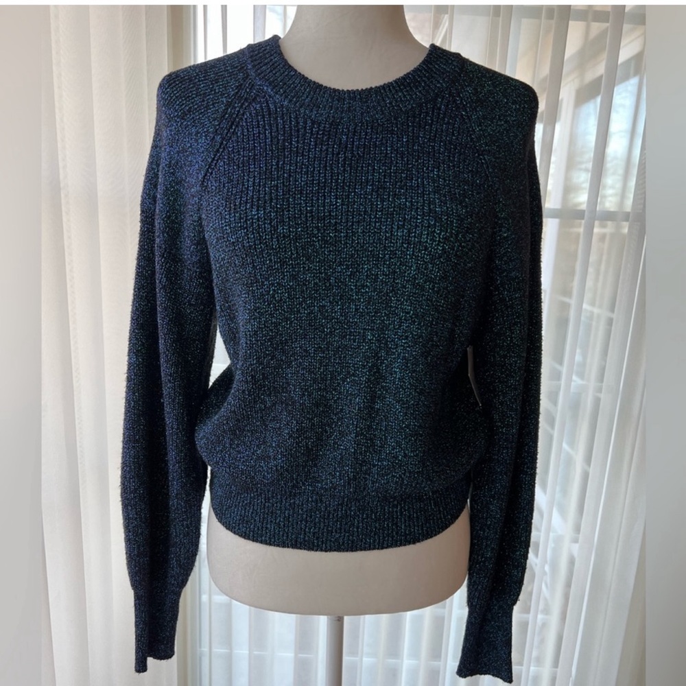 Joie blue + black metallic sweater
